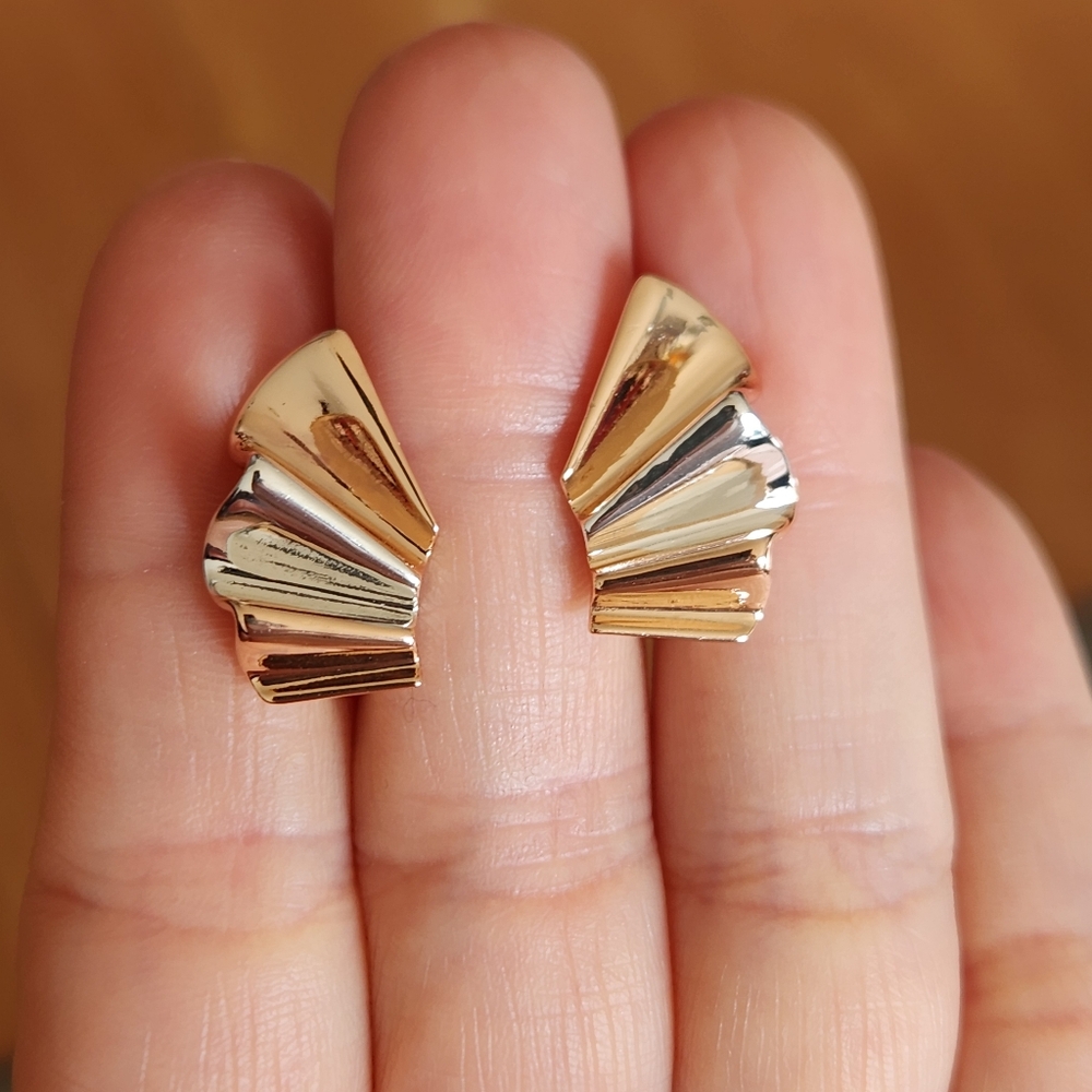 New 14K Gold Plated Two Tone Hoop Earrings for Women
